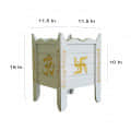 White Wood Polymer Composite Tulsi Planter with Hand painted Golden Art work - rear_view