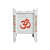 White Wood Polymer Composite Tulsi Planter with Hand painted Orange & Green Floral Art work - front_view