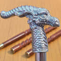 Victorian Metal Dragon Handle Walking Stick - front_view