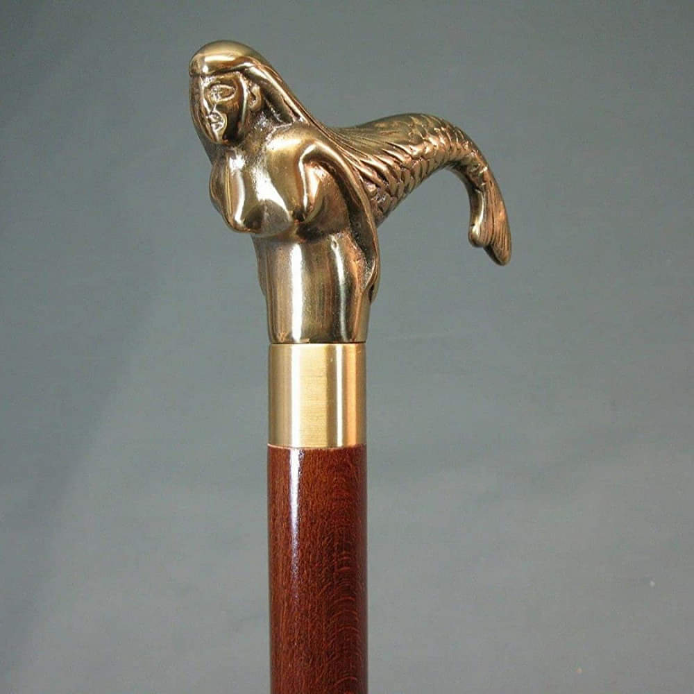 Antique Walking Stick /Cane Victorian Design Brass Handle Walking Stick - photo