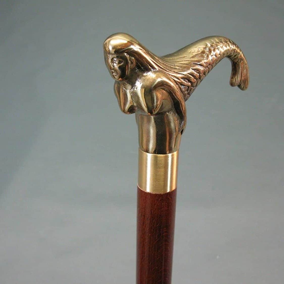 Antique Walking Stick /Cane Victorian Design Brass Handle Walking Stick - top_view