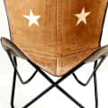 Brown Colour Leather Butterfly Chair - rear_view