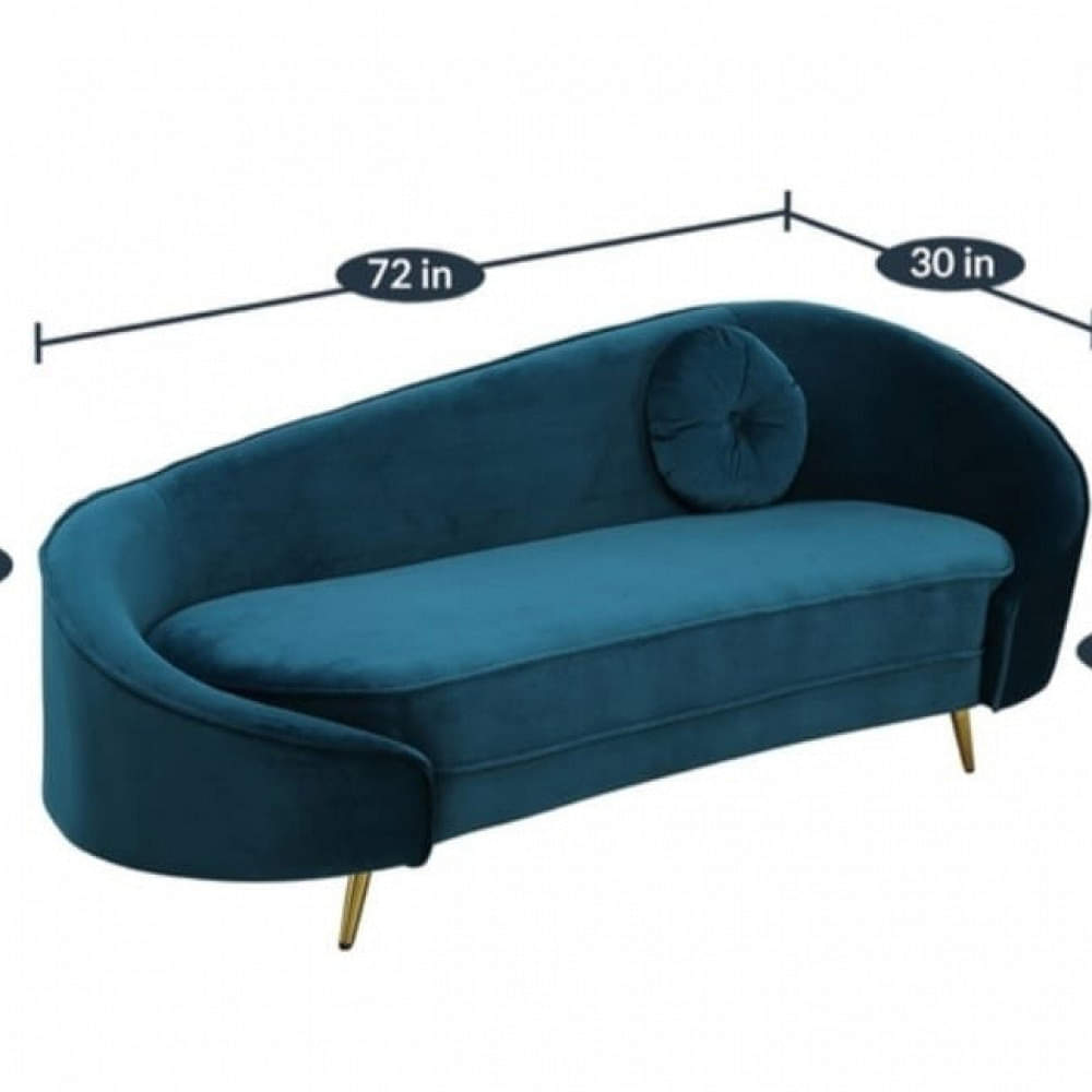 Beato Velvet Chaise Lounger In Teal Blue Colour - photo