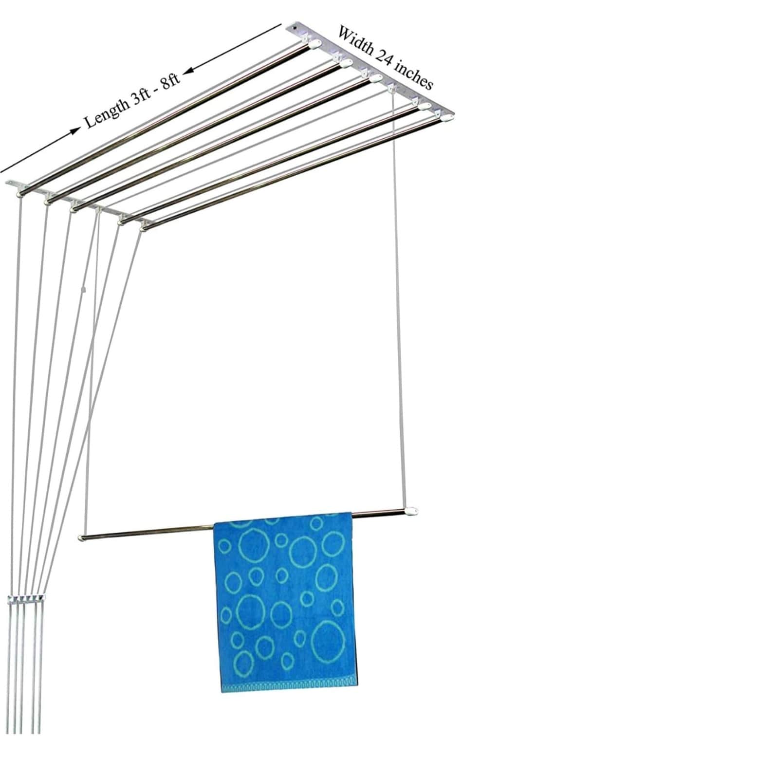 Dry Cloth Ceiling Hanging System 3 ROD 60" - rear_view