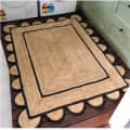 3X5 Feet Natural Jute Scalloped Rug Bedside Rectangle Rug - photo