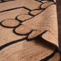 3X5 Feet Natural Jute Scalloped Rug Bedside Rectangle Rug - left_view