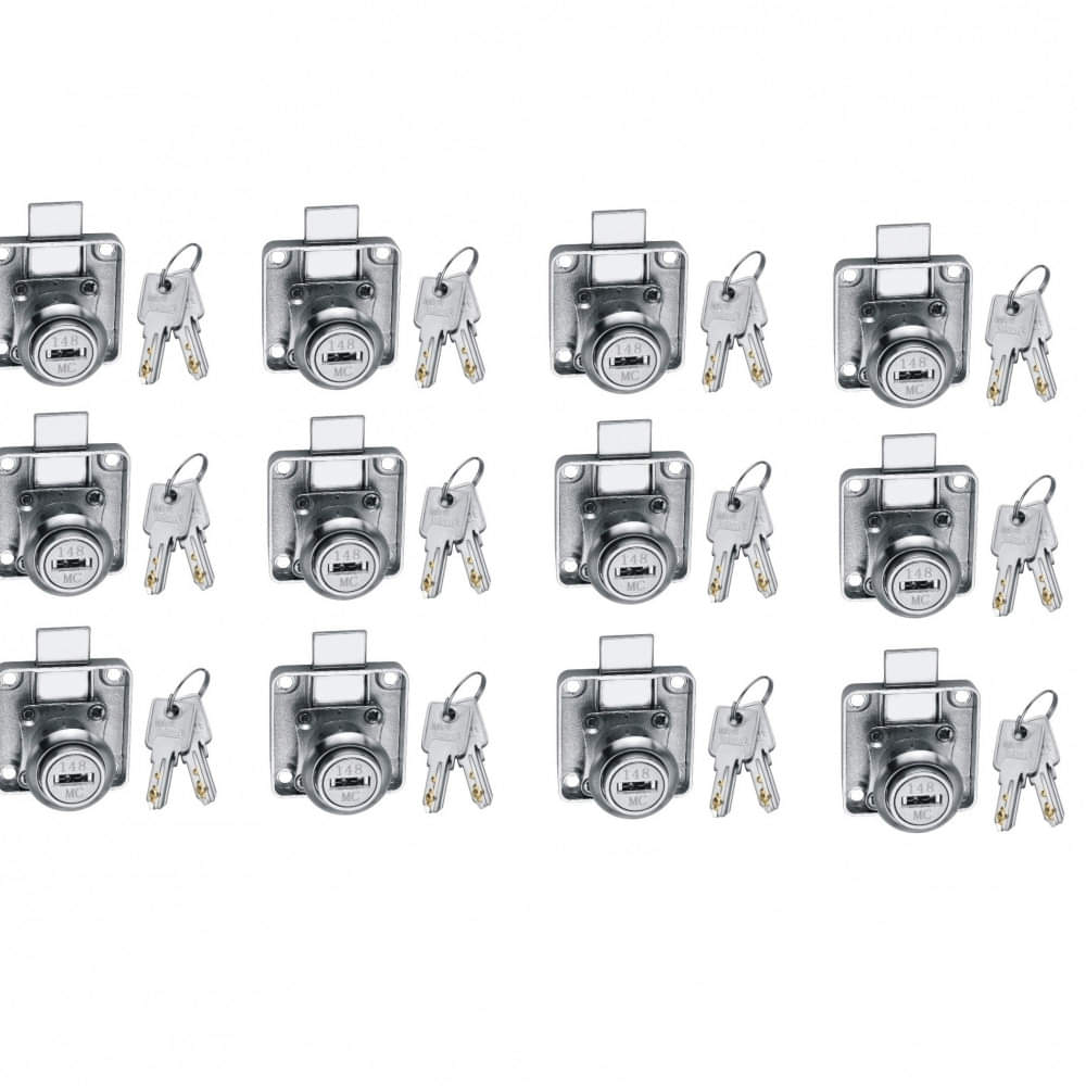 Zinc Dimple Multipurpose Lock with 2 Dimple Key (22 mm, Silver) - Pack of 12 - photo