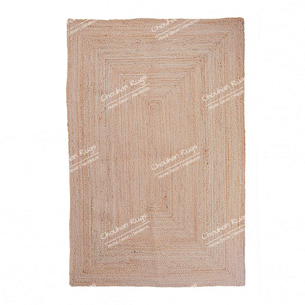 3x5 Feet Indian Handwoven Square Jute Rug - photo