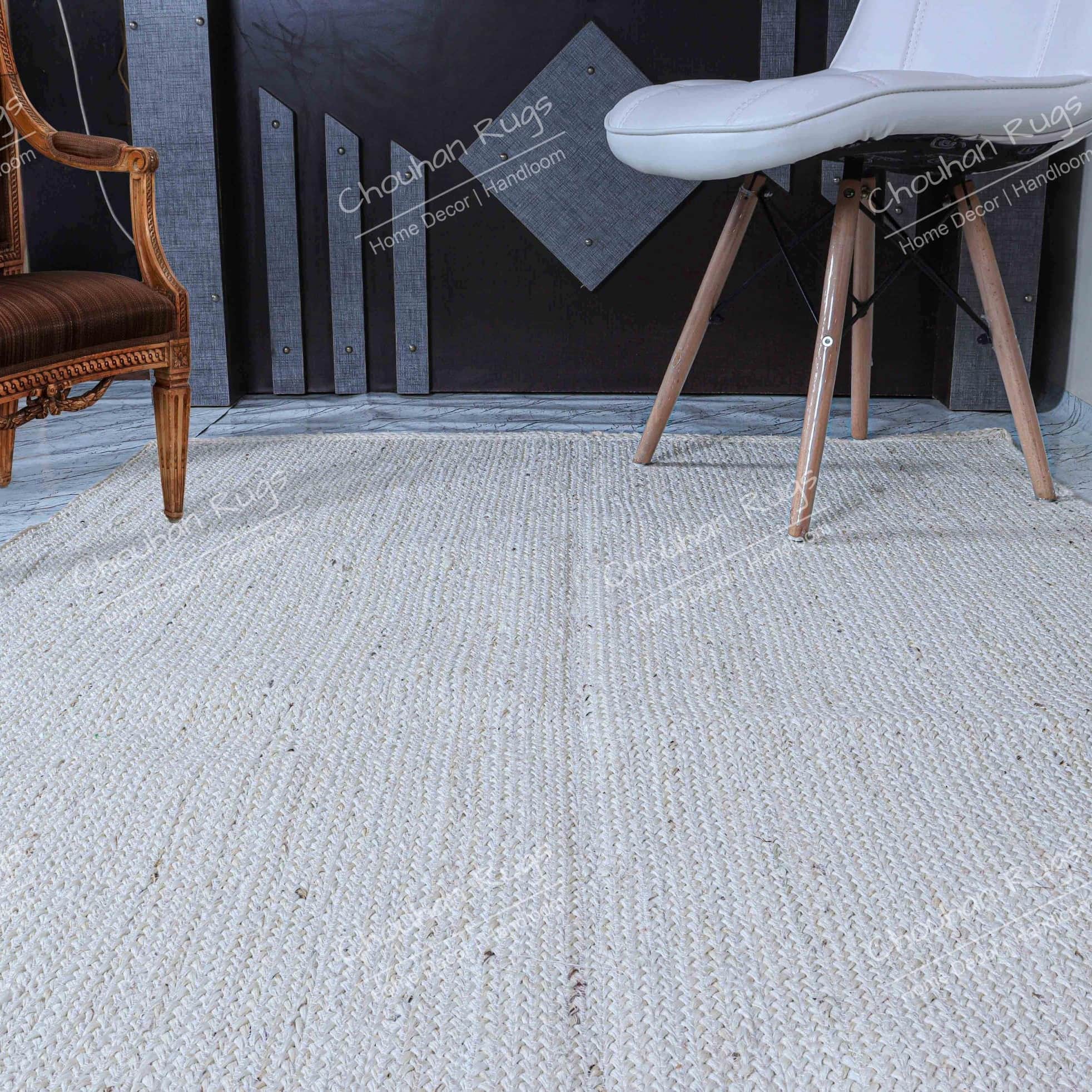 3x5 Feet Hand Braided Square Jute Rug Area Square Rug - front_view