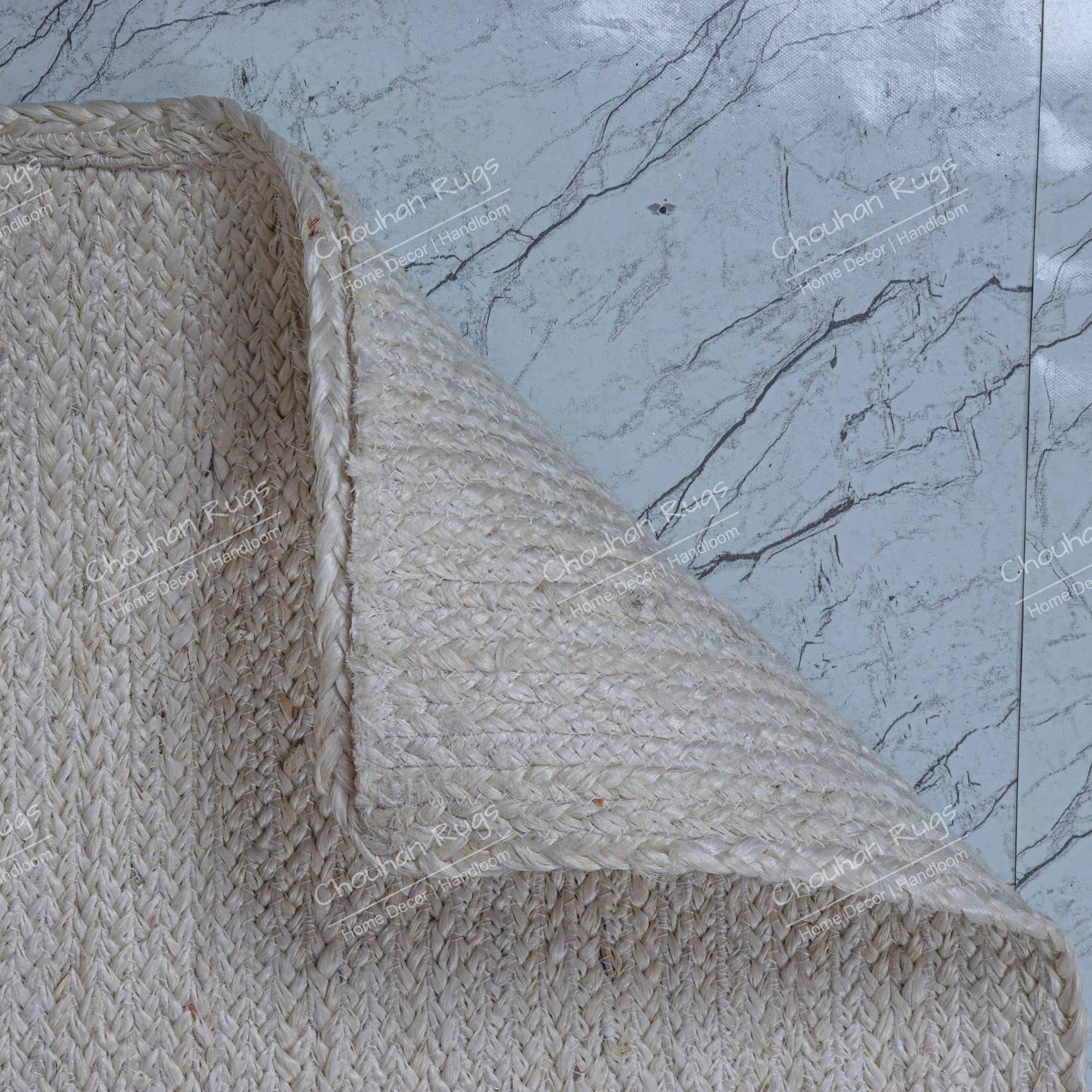 3x5 Feet Hand Braided Square Jute Rug Area Square Rug - rear_view