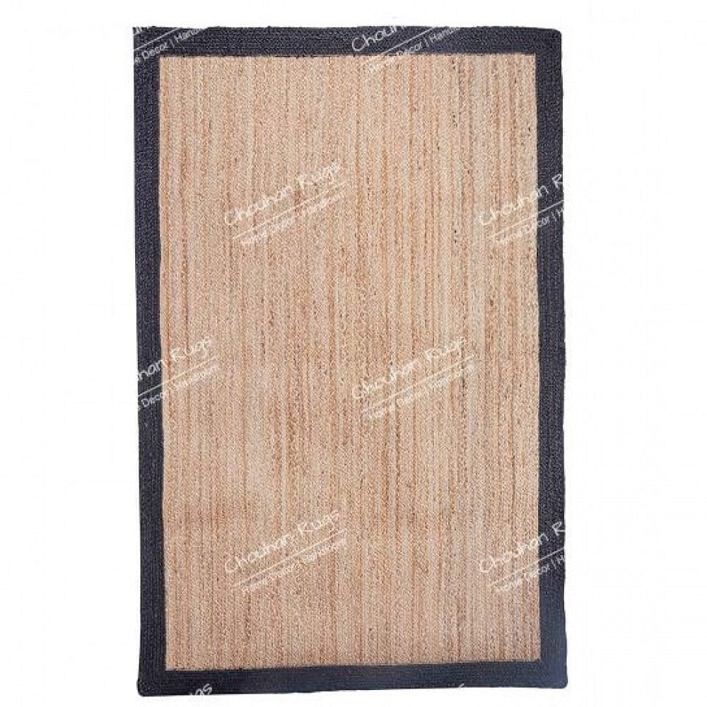 3x5 Feet Natural Jute Rug With Black Border Area Rug - photo