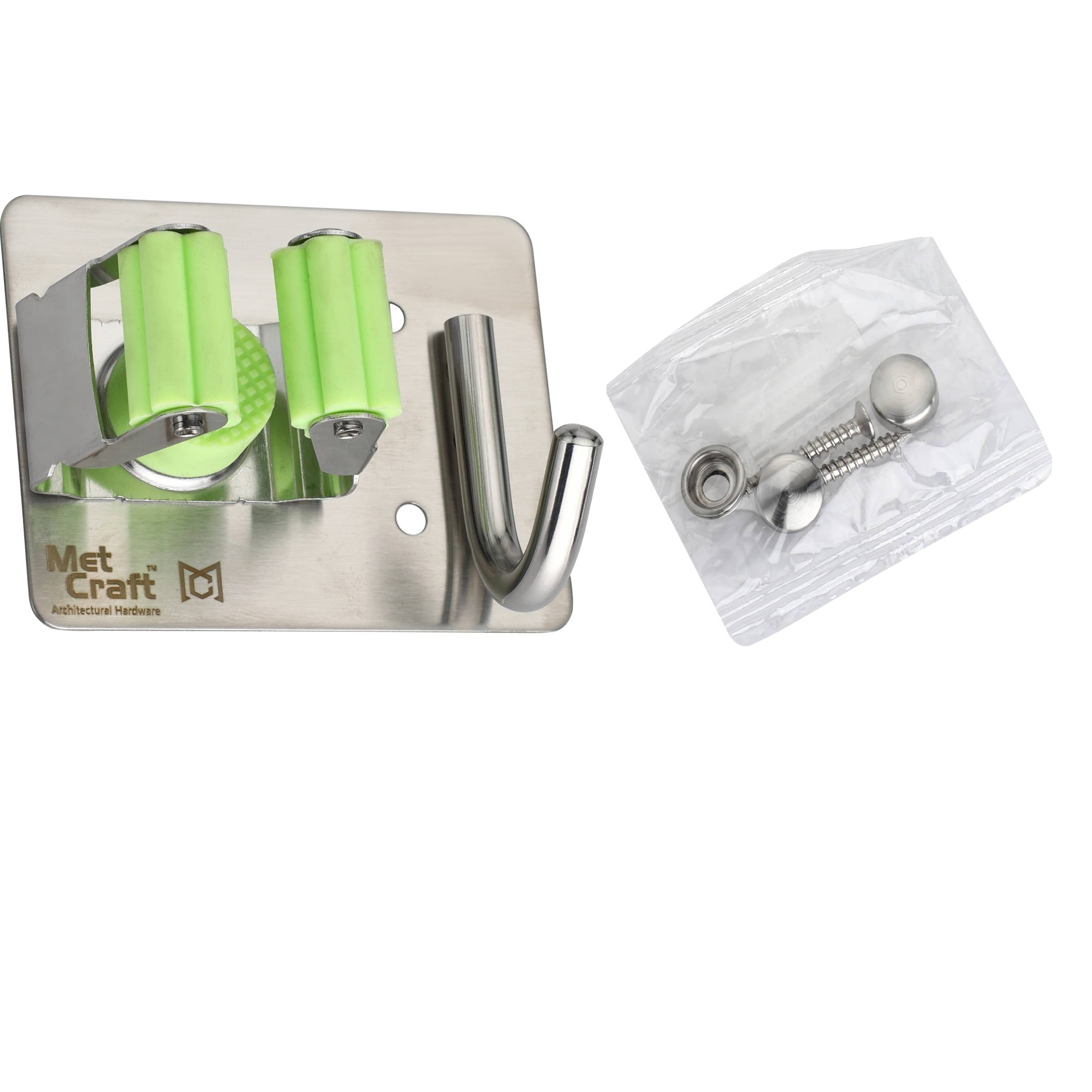 Wall Mounted  Broom Holder (Pack of 3, Green)