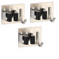 Wall Mounted Single Broom Holder (Pack of 3, BLACK,SILVER) - photo