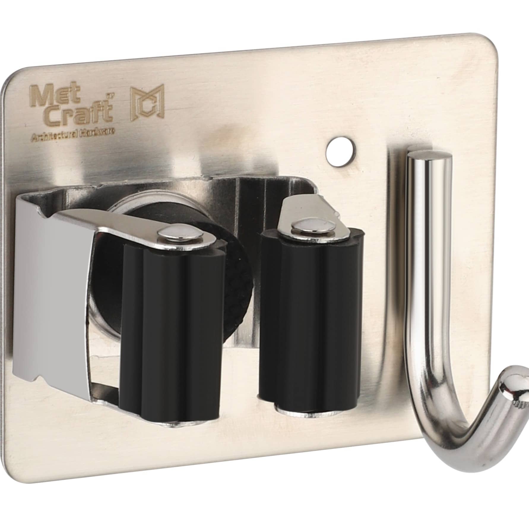 Wall Mounted Single Broom Holder (Pack of 3, BLACK,SILVER)