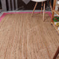 3x5 Feet Handwoven Natural Jute Rug with Pink Border - front_view