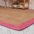 3x5 Feet Handwoven Natural Jute Rug with Pink Border - left_view