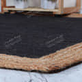 3x5 Feet braided Black with Natural Border Decorative Jute Rug - top_view