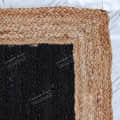 3x5 Feet braided Black with Natural Border Decorative Jute Rug - left_view