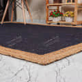 3x5 Feet Flore Area Jute Rug Blue with Natural Border - rear_view