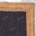 3x5 Feet Flore Area Jute Rug Blue with Natural Border - left_view