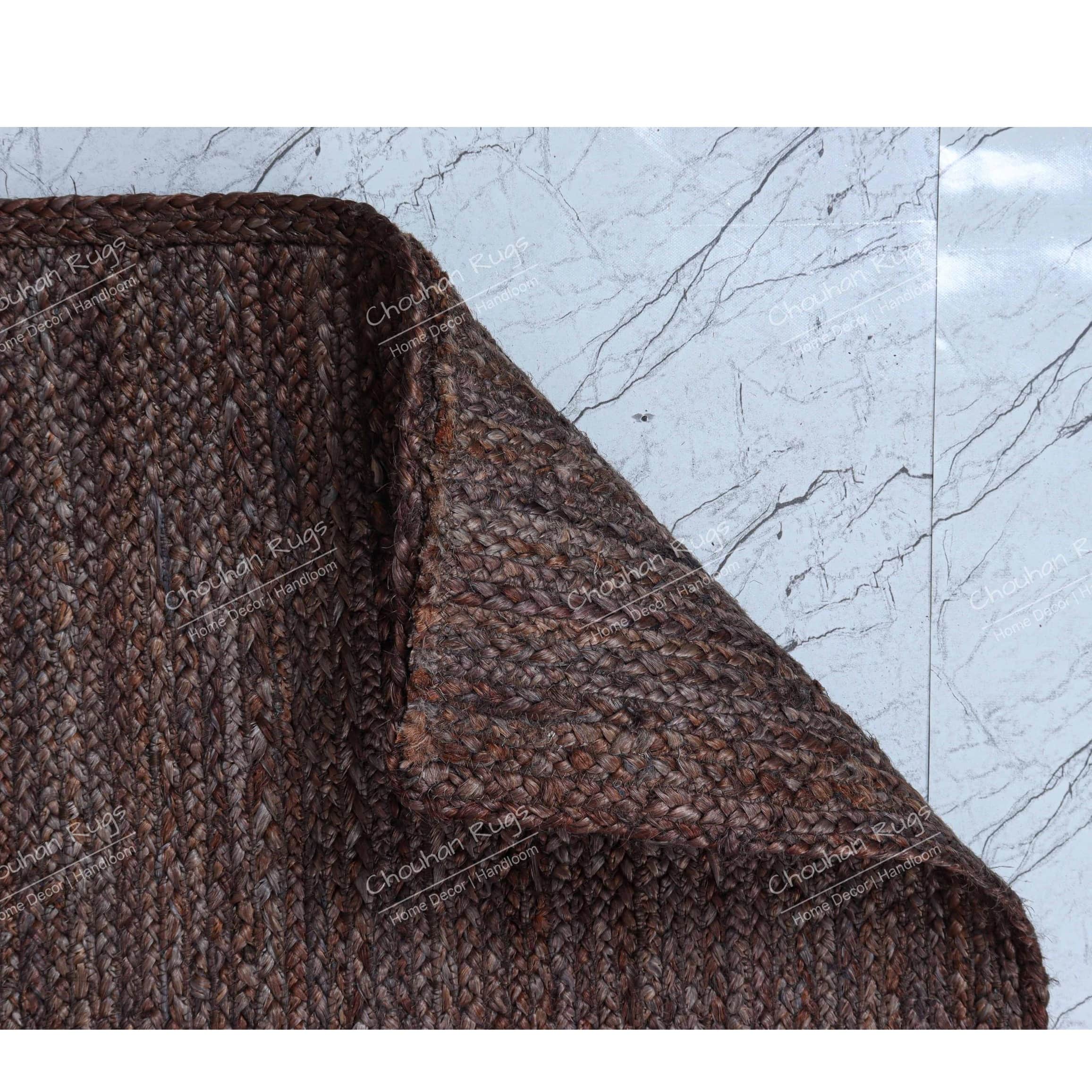 3x5 Brown Color Jute Rug for Home and Living Decor - rear_view