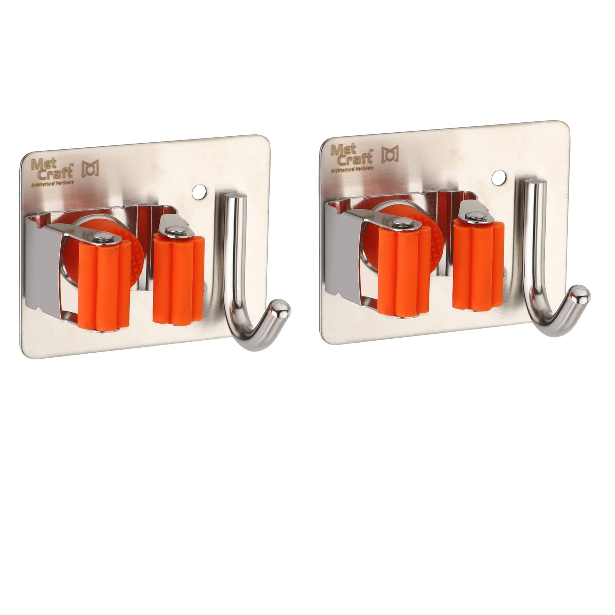Wall Mounted Single Broom Holder (2 pcs) (Orange)