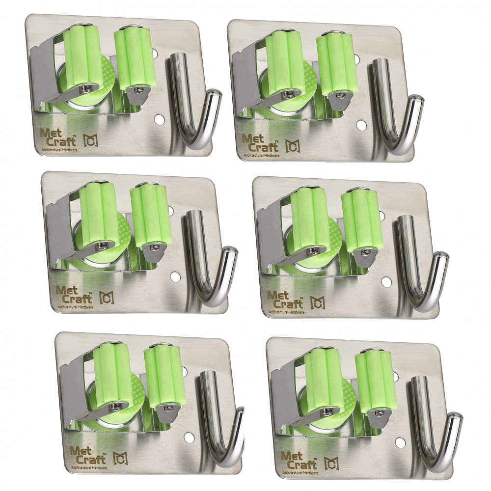 Wall Mounted Single Magic Mop  (Silver-Green of 6 Pcs) - photo