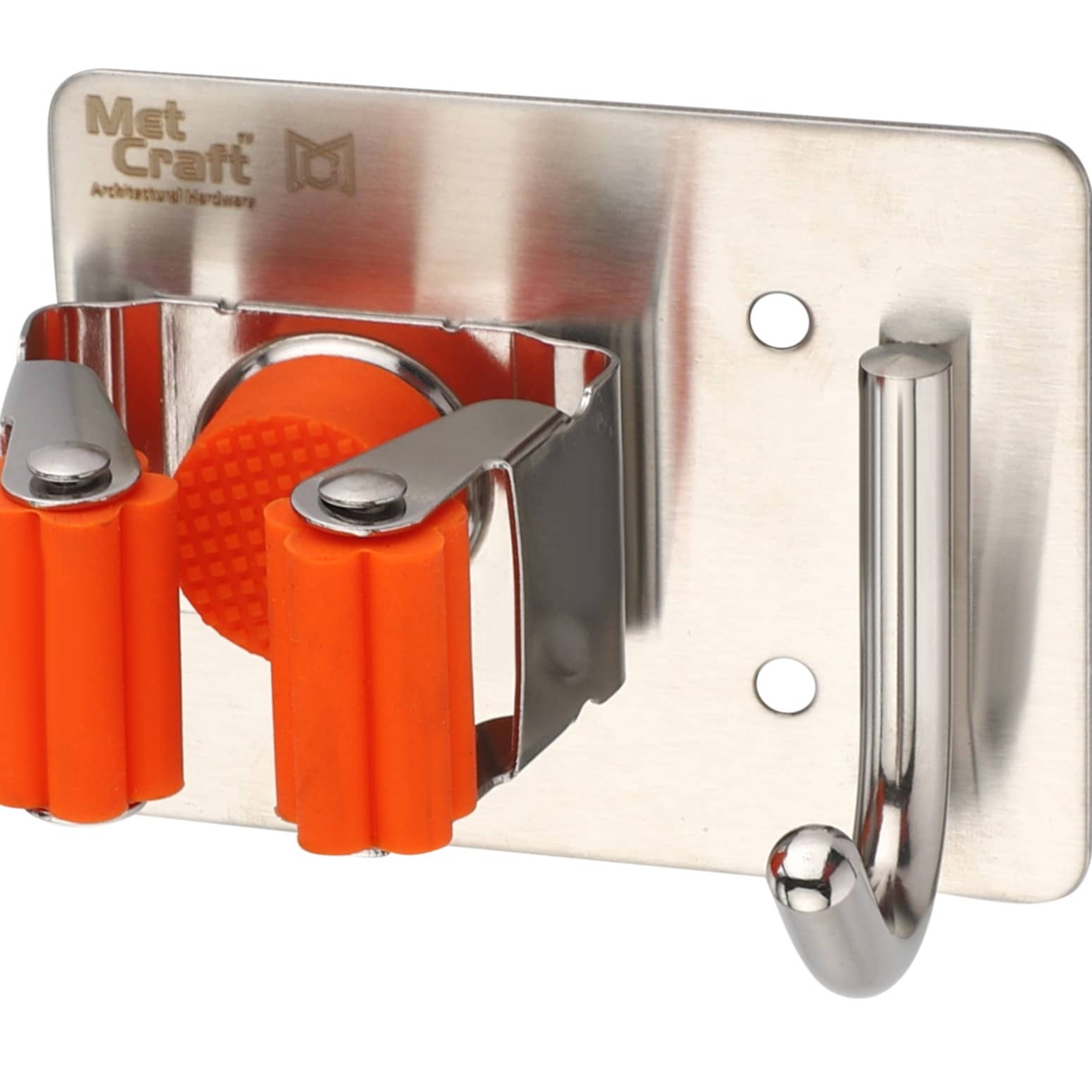 Wall Mounted Broom Holder (Silver- Orange 6 Pcs)