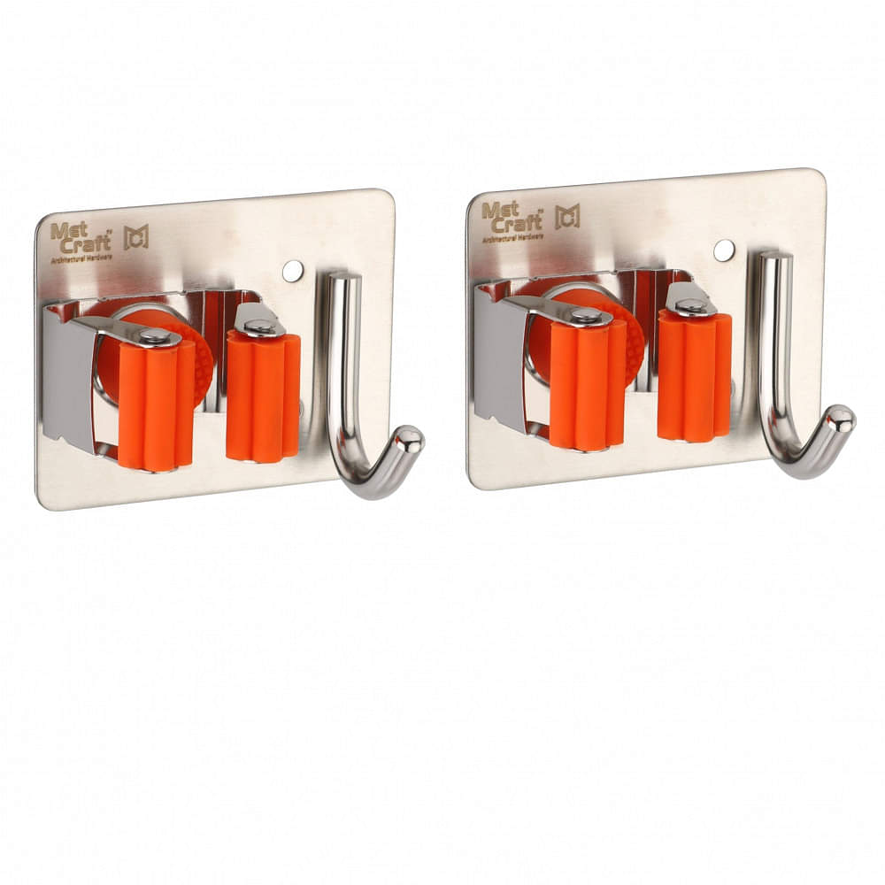 Wall Mounted Single Broom Holder (2 pcs) (Orange) - photo