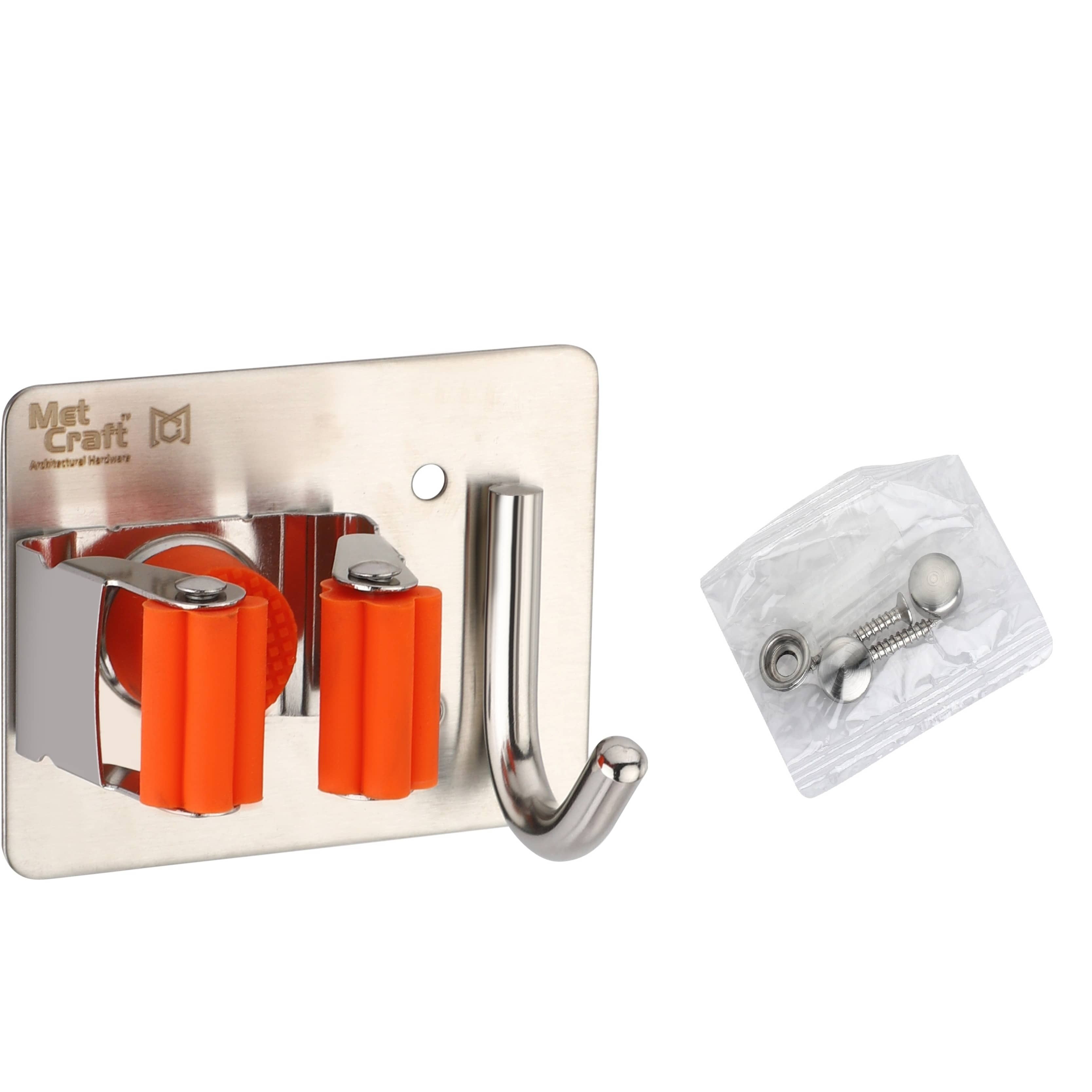 Wall Mounted Single Broom Holder (2 pcs) (Orange)