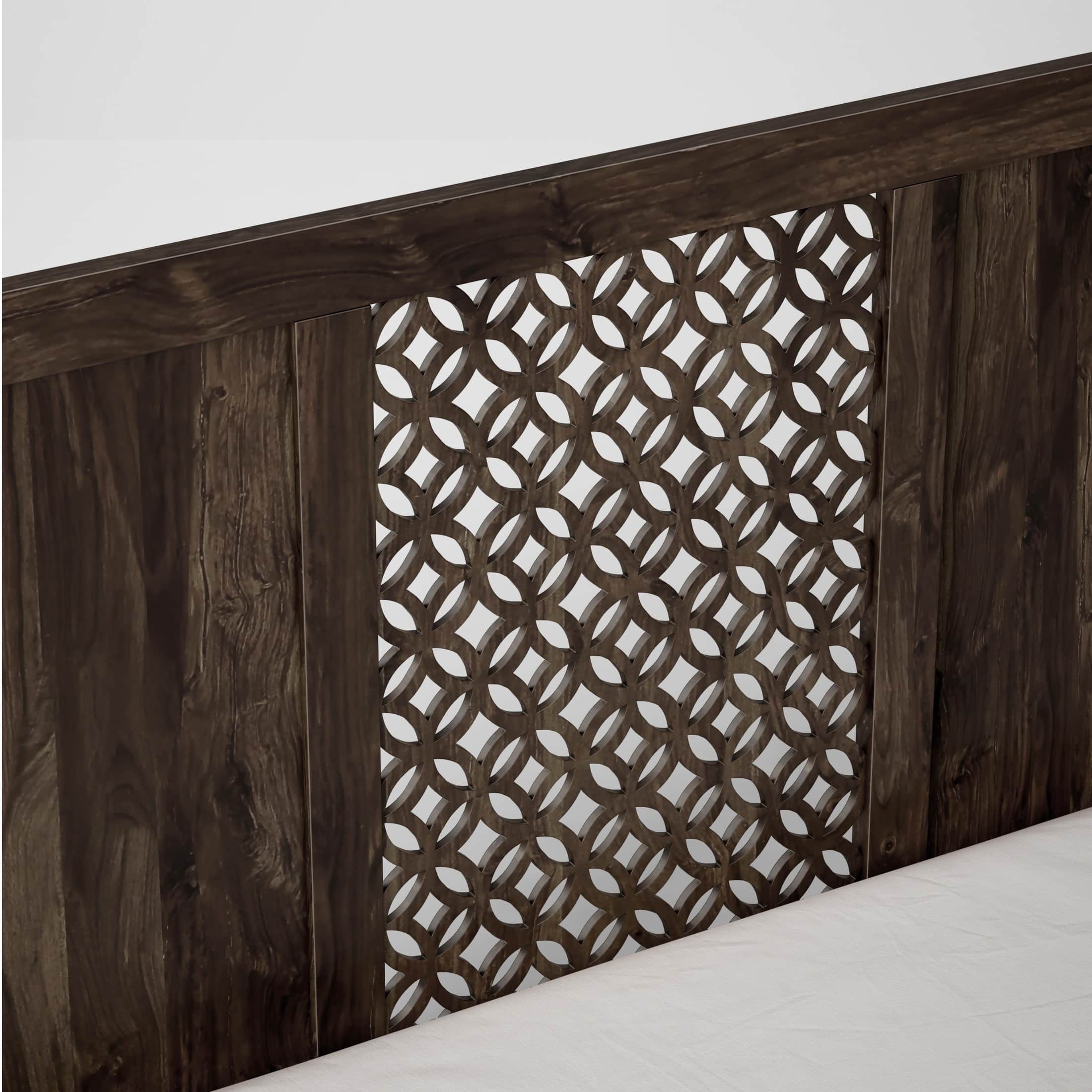 Huron Pure Sheesham Wooden Queen Size Bed - front_view