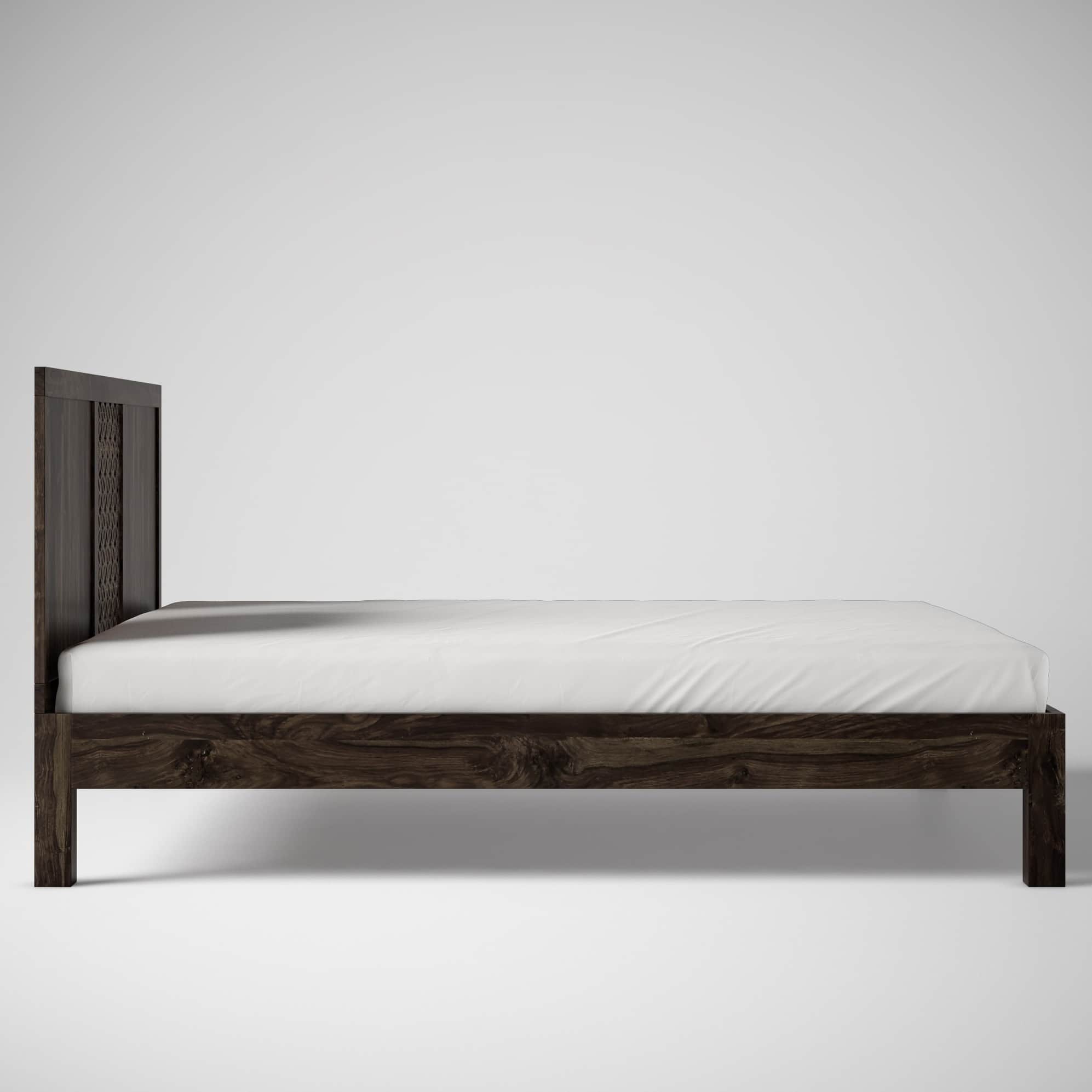 Huron Pure Sheesham Wooden Queen Size Bed - top_view
