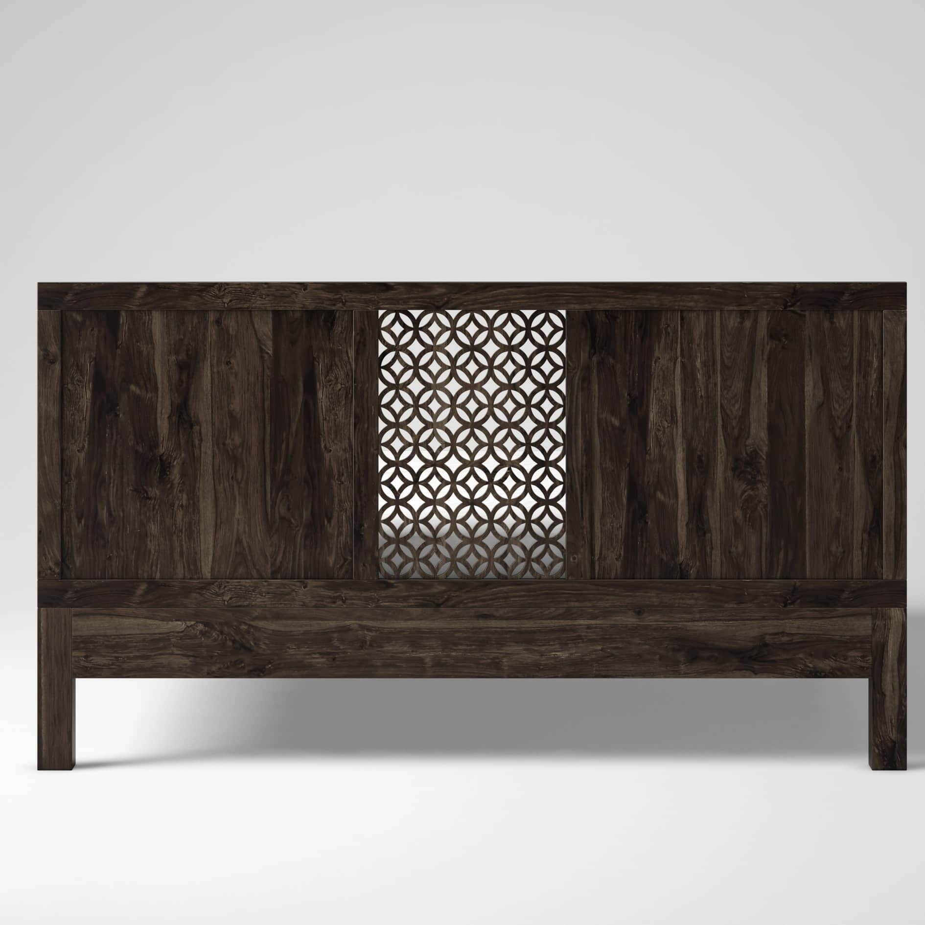 Huron Pure Sheesham Wooden Queen Size Bed - rear_view