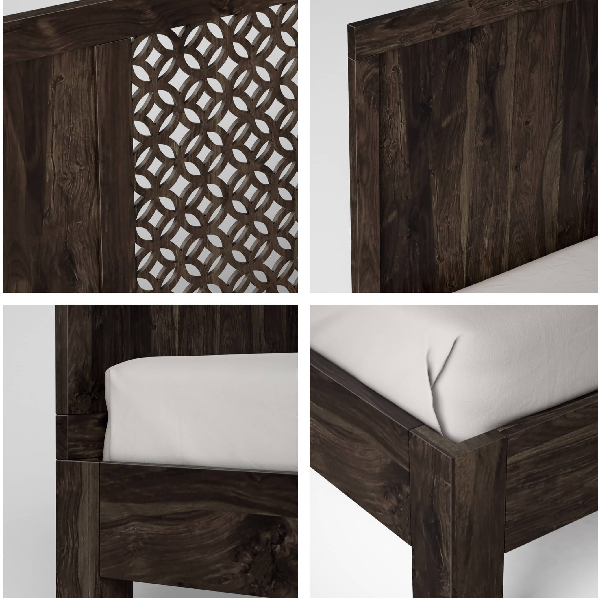 Huron Pure Sheesham Wooden Queen Size Bed