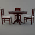 Maple Finish Sheesham Wooden Round Dining Table Set - photo