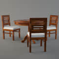 Maple Finish Sheesham Wooden Round Dining Table Set - front_view
