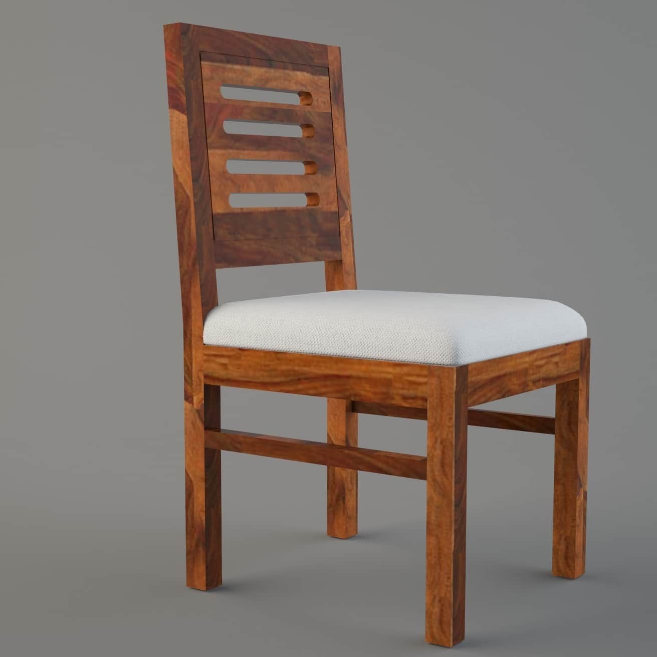 Maple Finish Sheesham Wooden Round Dining Table Set - rear_view
