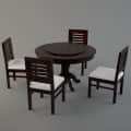 Sheesham Wooden Round Dining Table Set - photo