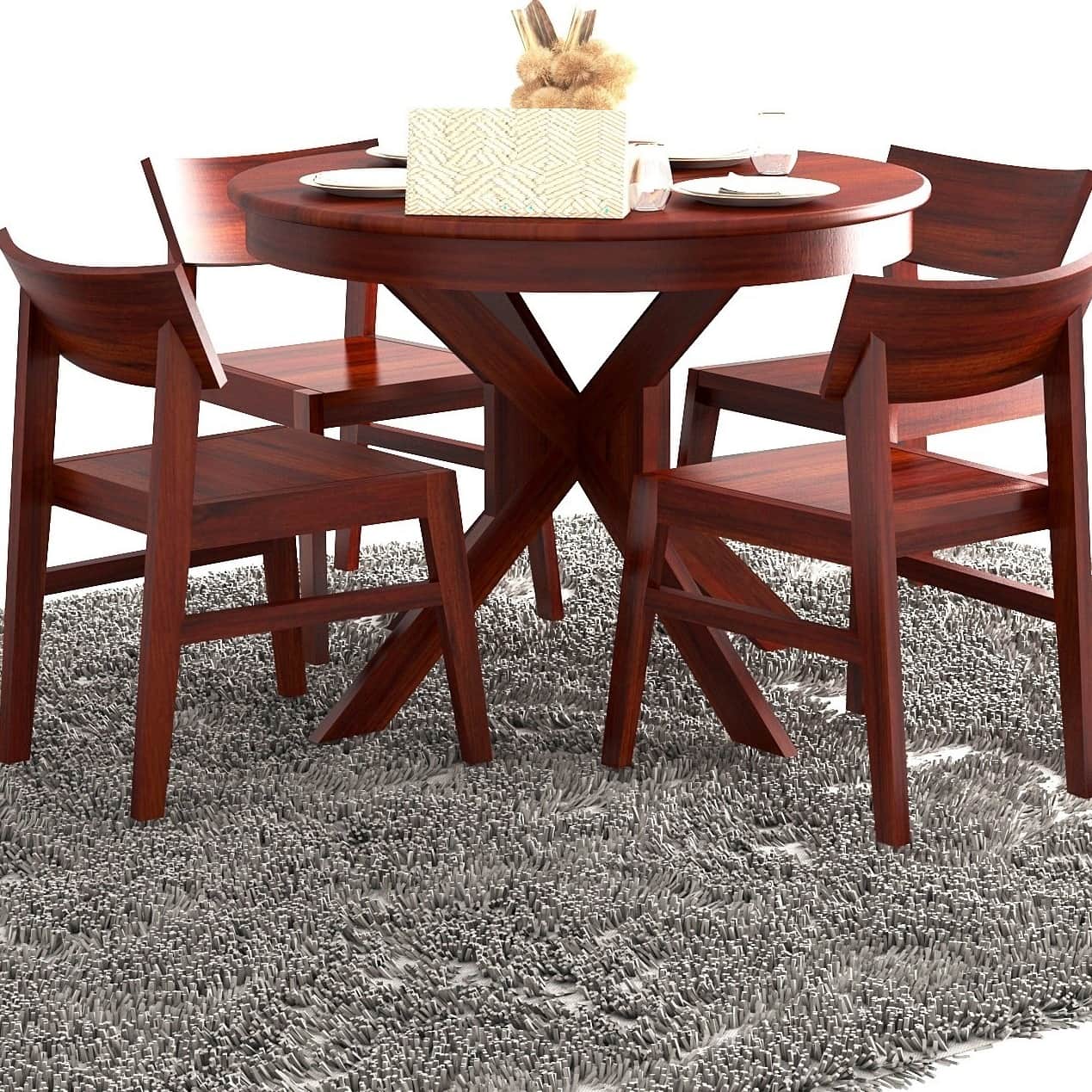 Pure Sheesham Wooden Dining Table Set - top_view