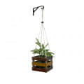 Rosewood & Oak Yellow Wood Polymer Composite Hanging Square Crate  Planter Stand - front_view