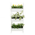 White Premium  Wood Polymer Composite Three Step Ladder Planter - front_view
