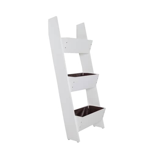 White Premium  Wood Polymer Composite Three Step Ladder Planter