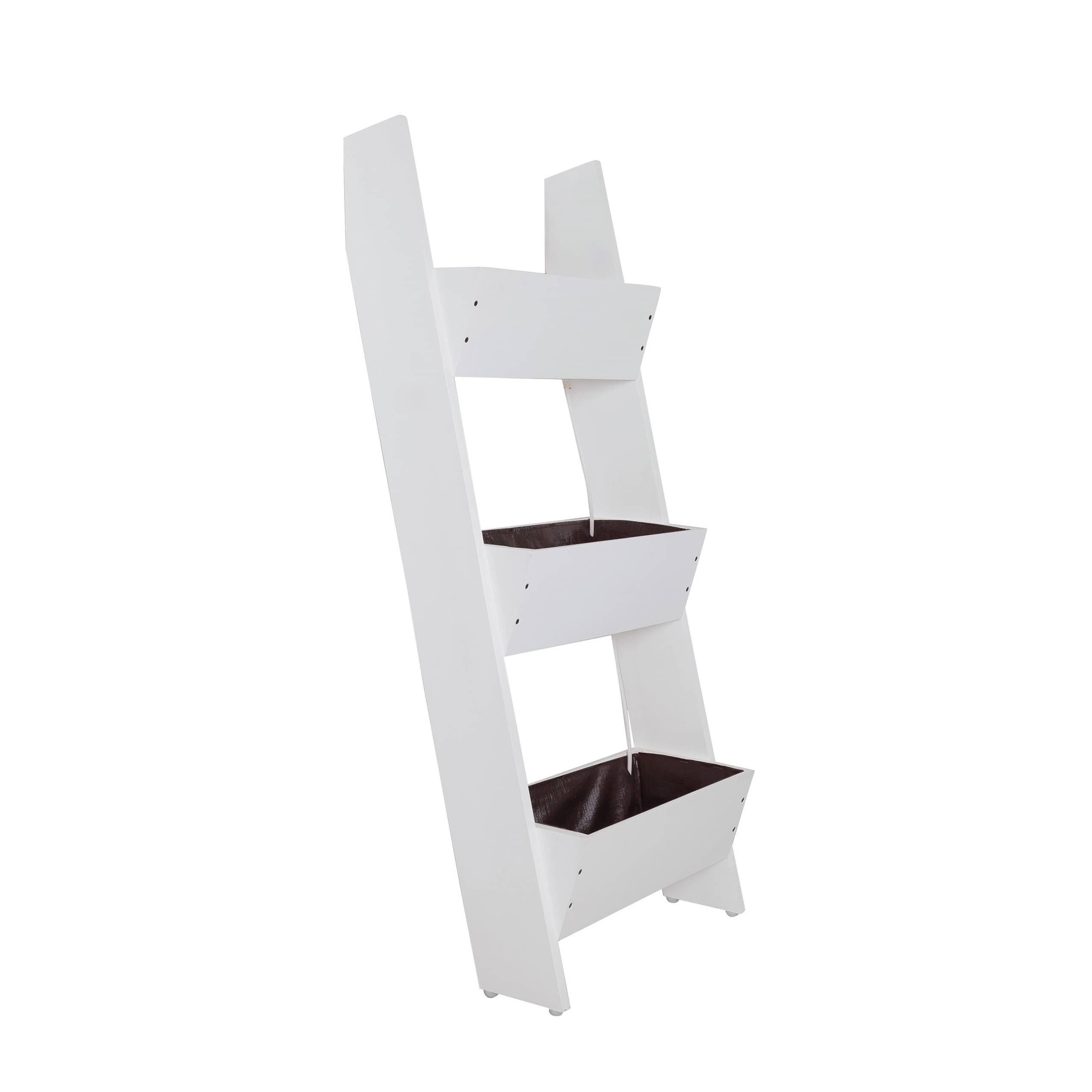White Premium  Wood Polymer Composite Three Step Ladder Planter