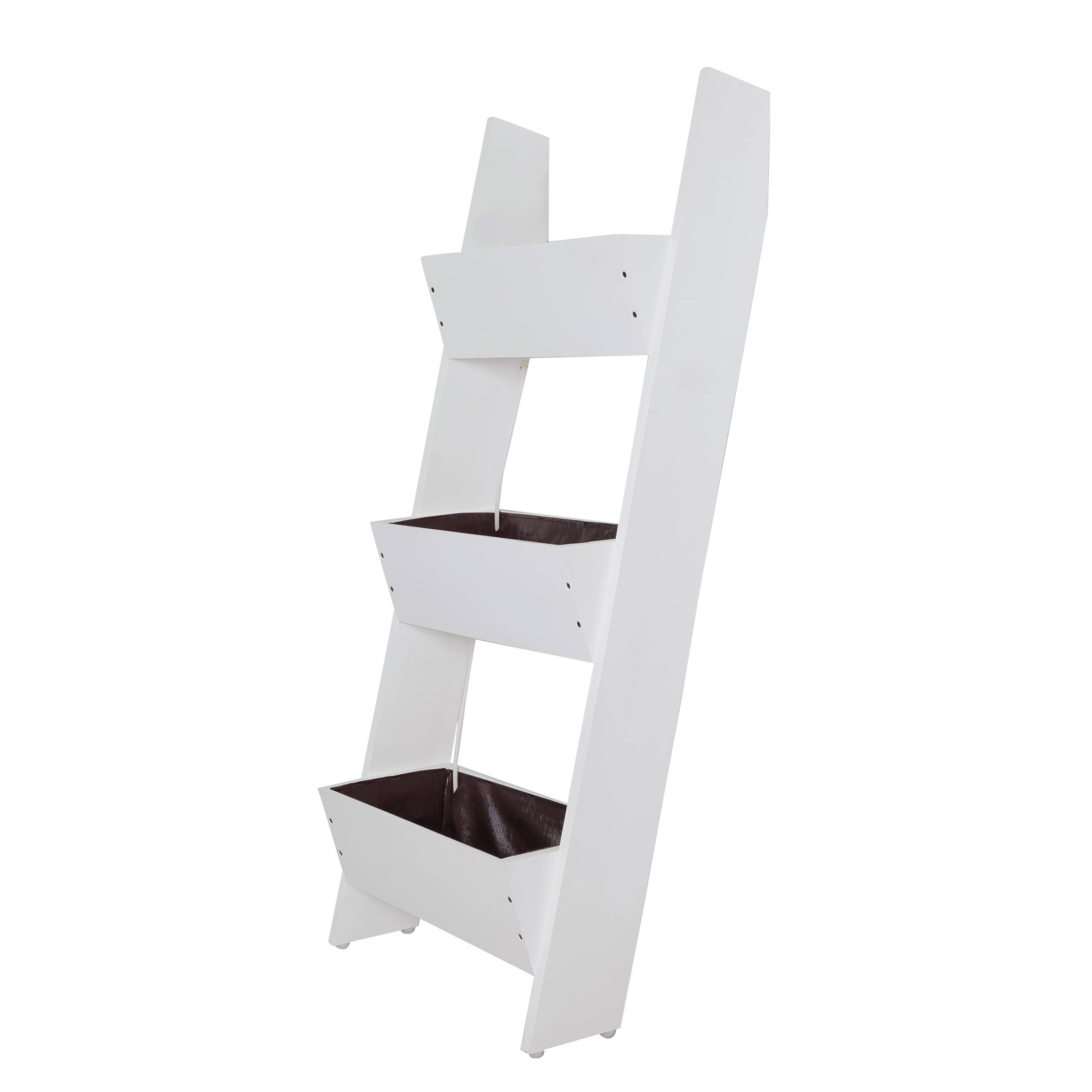 White Premium  Wood Polymer Composite Three Step Ladder Planter