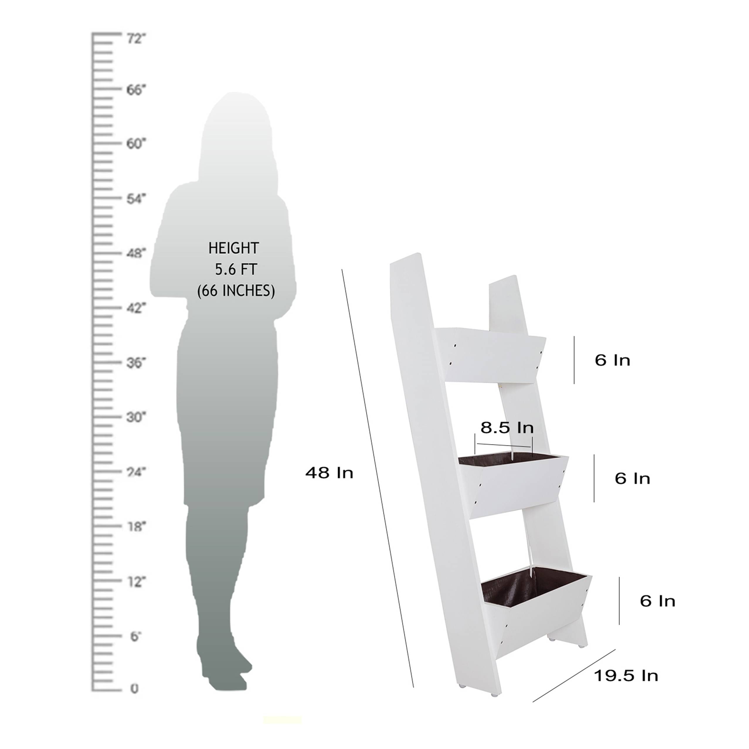 White Premium  Wood Polymer Composite Three Step Ladder Planter