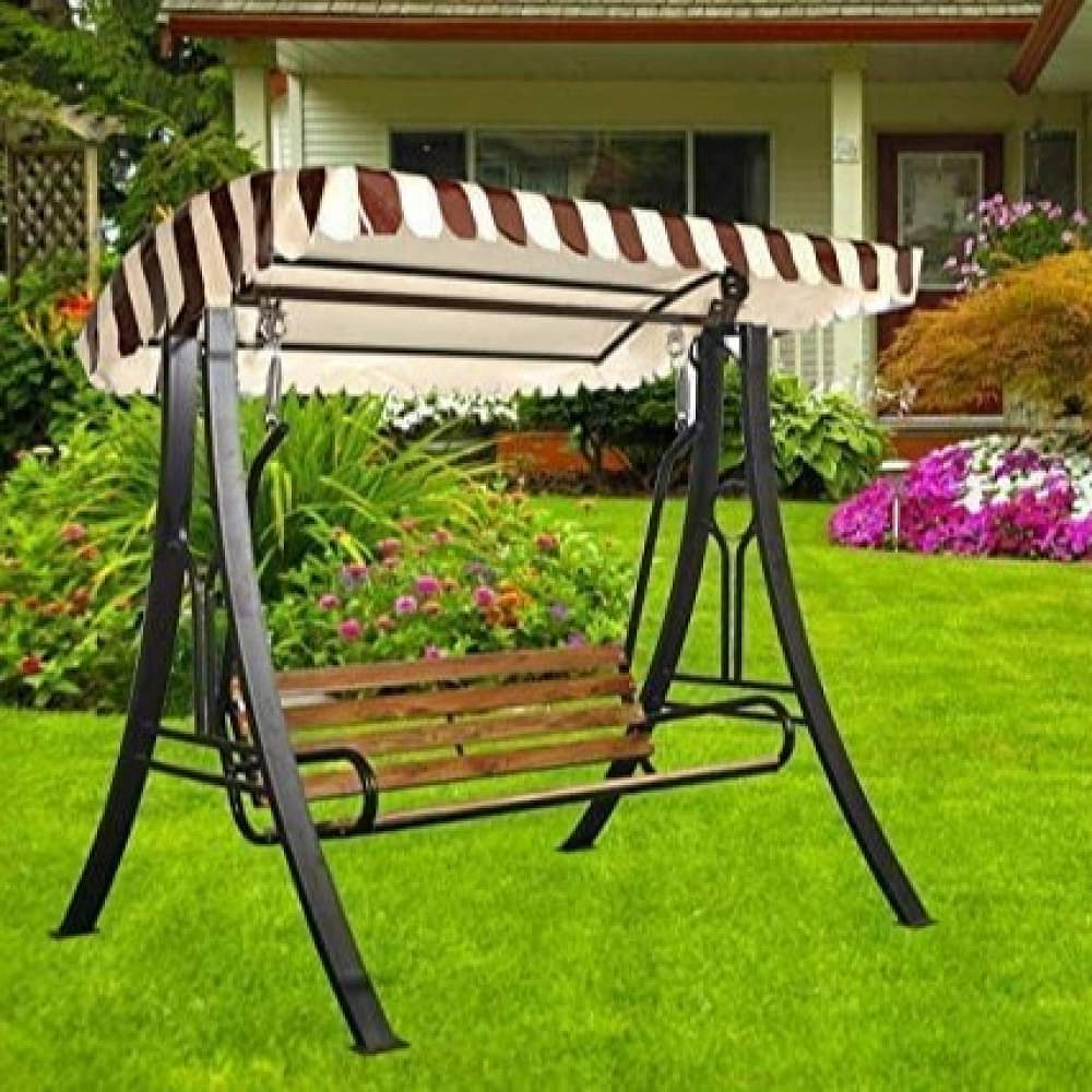 Solid Wood & Iron Garden Balcony Swing Hammock Jhula - photo