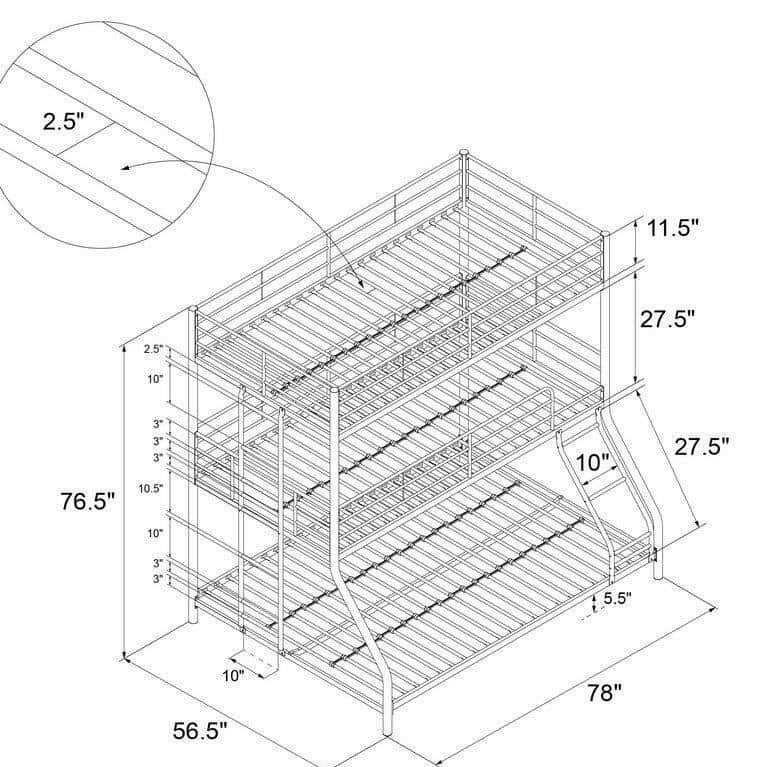 Silver Triyo Bunk Bed - right_view