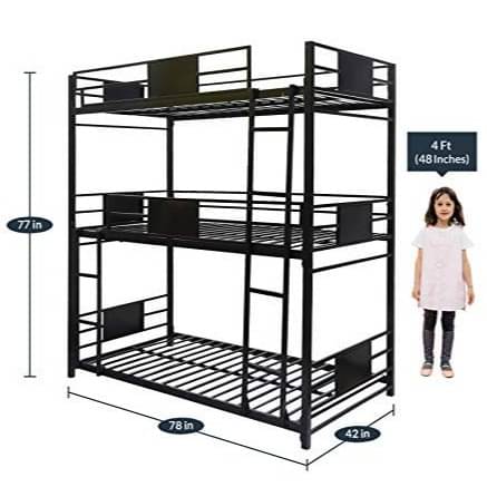Blakiyo3 Tier Bunk Bed (Black)