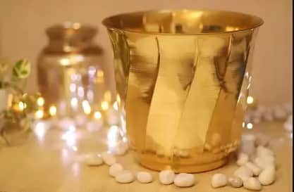 Pure Brass Lining Design Planter - rear_view