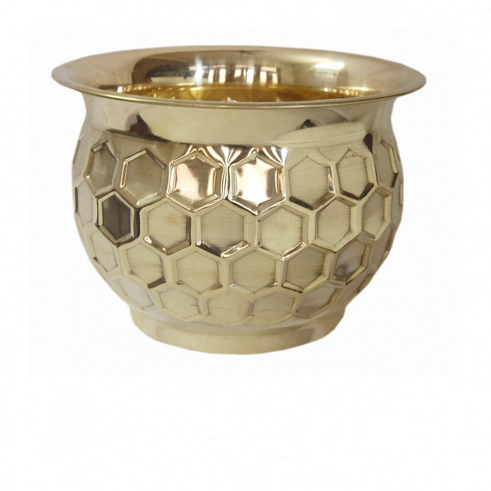 Decorative Round Diamond Hammered Planter - photo